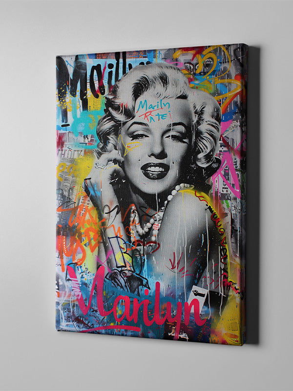 Marilyn Monroe Graffiti Wall Art β Colorful Street Art Style Canvas for Modern Living Rooms & Studios