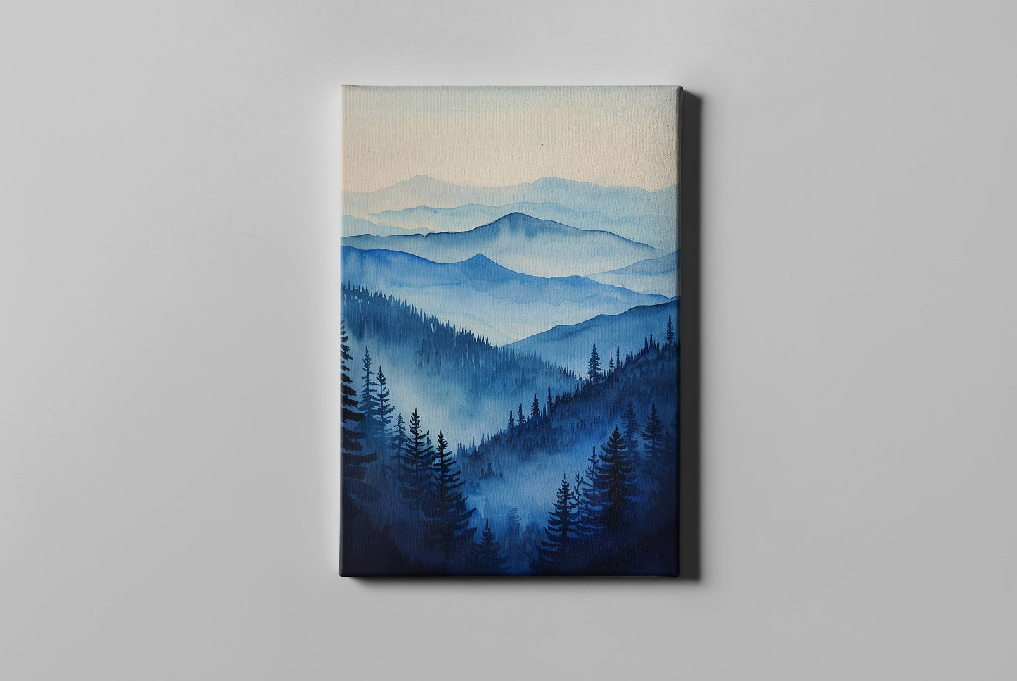 Blue Mountains Misty Layers Canvas Art – Serene Landscape Wall Decor for Living Room & Bedroom