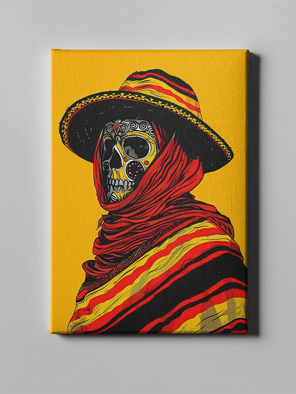Skeleton with “Death” Hat Wall Art – Dark Gothic & Edgy Canvas for Living Room & Bedroom