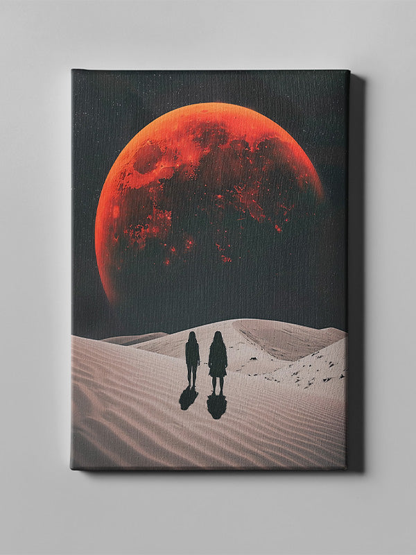 Desert Night on Space β Surreal Cosmic Desert Landscape Canvas Wall Art