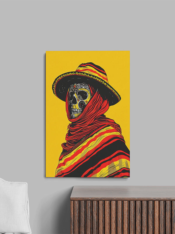 Skeleton with “Death” Hat Wall Art – Dark Gothic & Edgy Canvas for Living Room & Bedroom