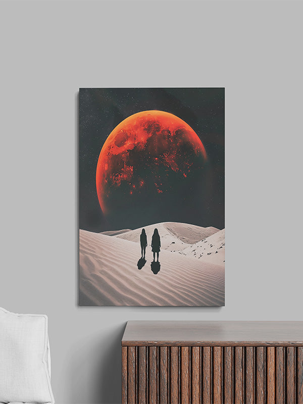 Desert Night on Space β Surreal Cosmic Desert Landscape Canvas Wall Art