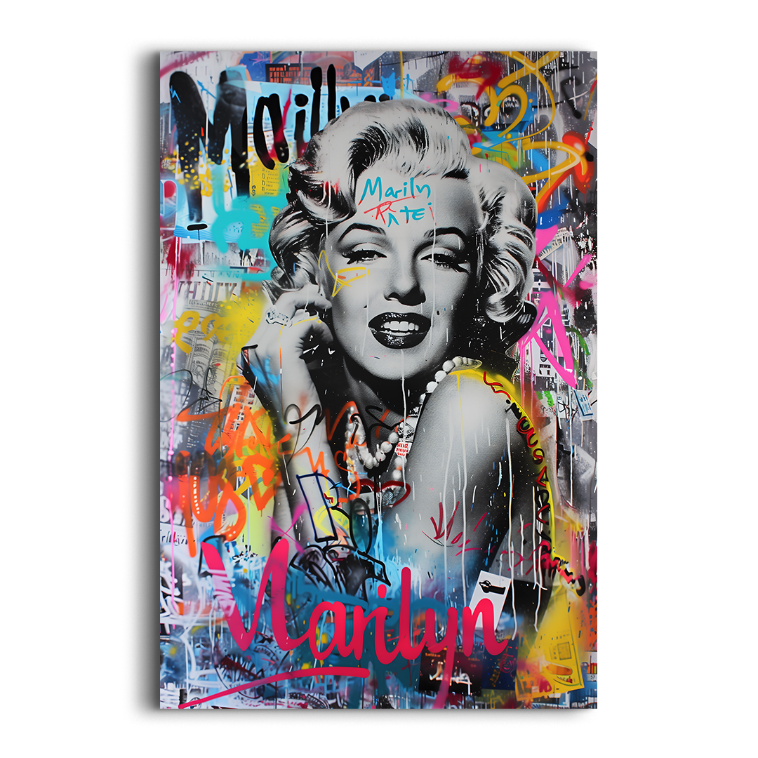 Marilyn Monroe Graffiti Wall Art β Colorful Street Art Style Canvas for Modern Living Rooms & Studios