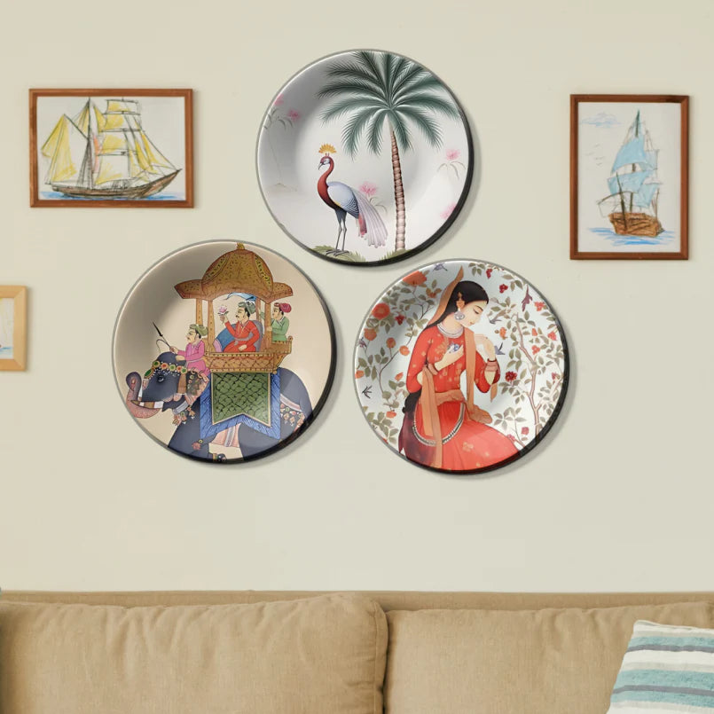 Set of 3 Assorted Nature and Culture Wall Plates Décor