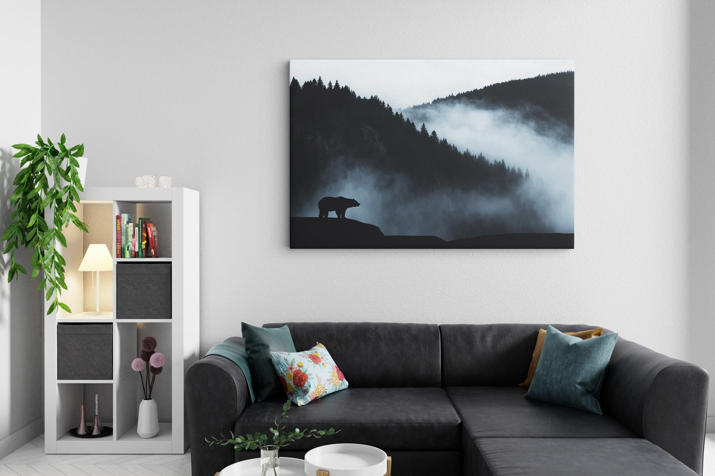 Bear On Cliff Wall Art – Majestic Wildlife Canvas for Living Room & Nature-Inspired Decor