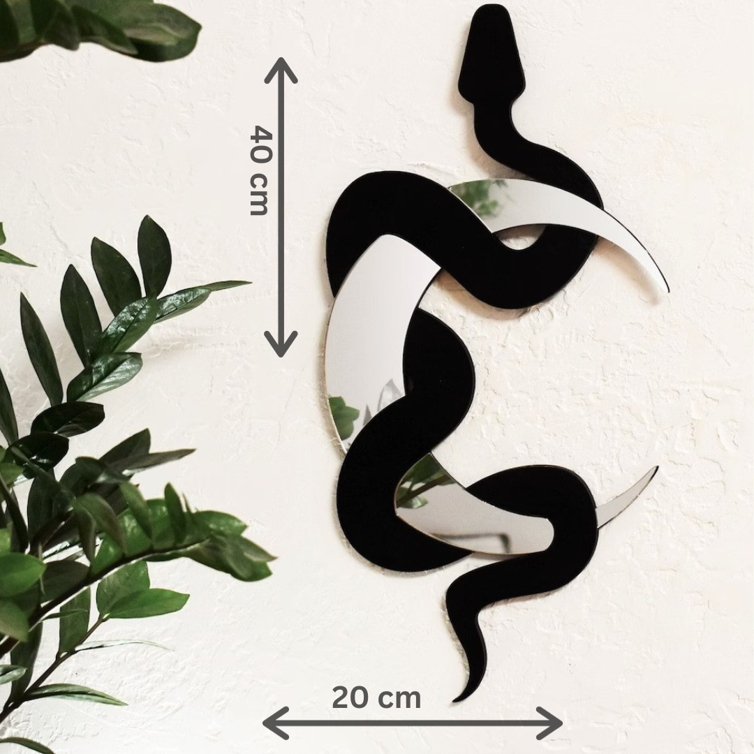 Mystic Serpent & Lunar Luxe Black Snake and Moon Mirror Wall Decor
