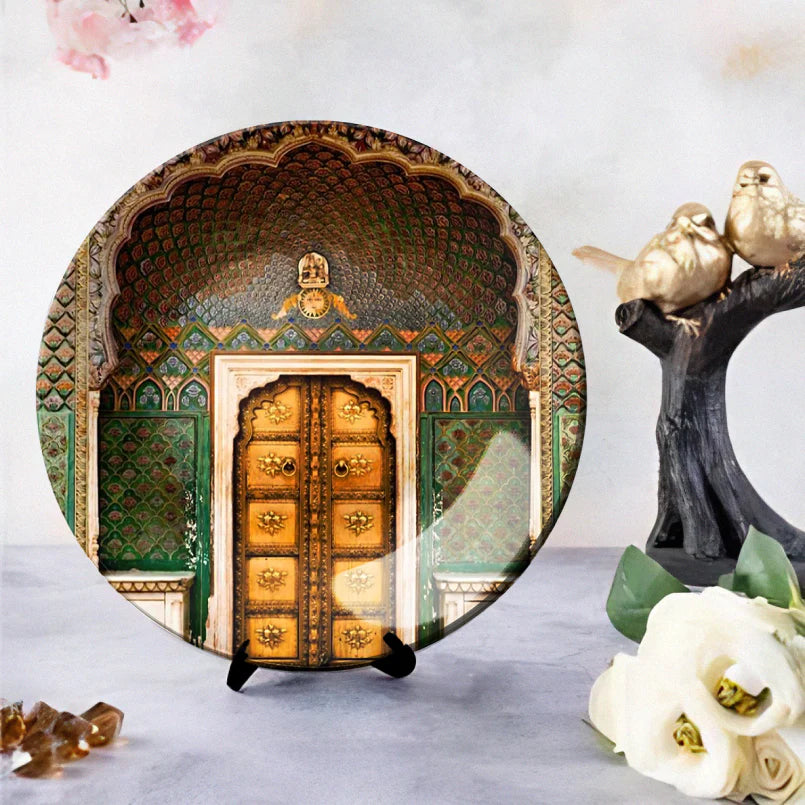 Rose Gate Door In Pink City Ceramic Wall Plate Home Décor