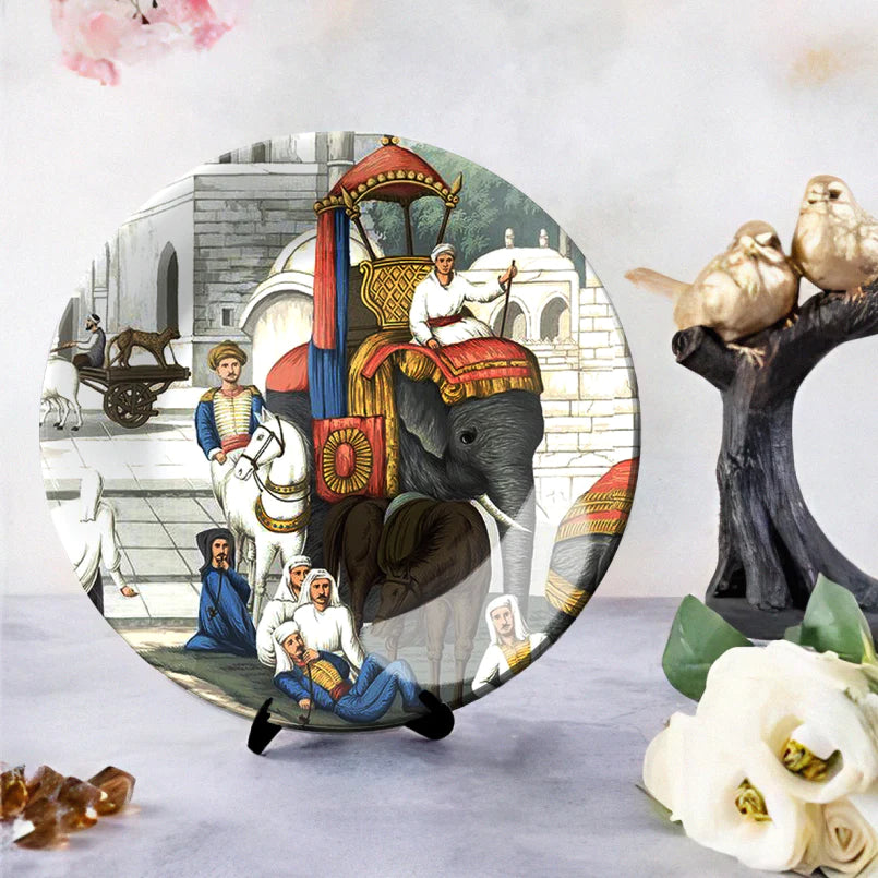 Royal Elephant Ceramic Wall Plate Home Décor