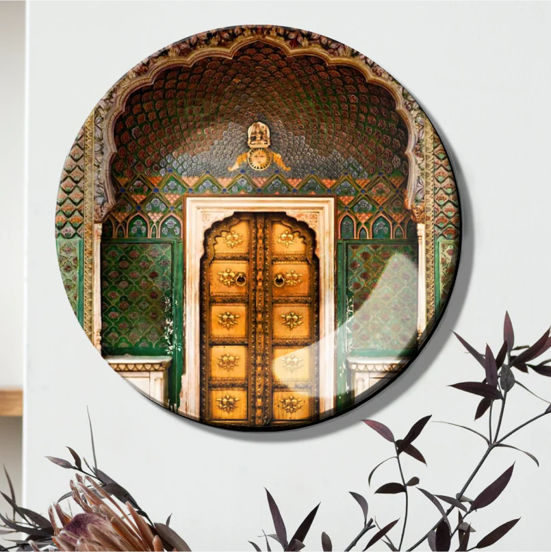 Rose Gate Door In Pink City Ceramic Wall Plate Home Décor