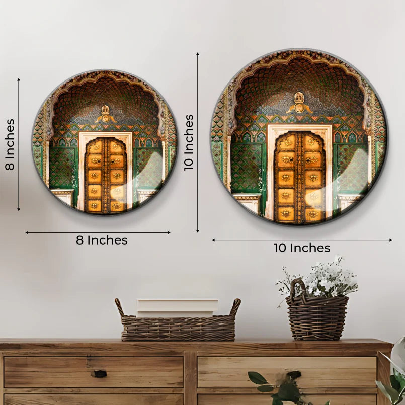 Rose Gate Door In Pink City Ceramic Wall Plate Home Décor