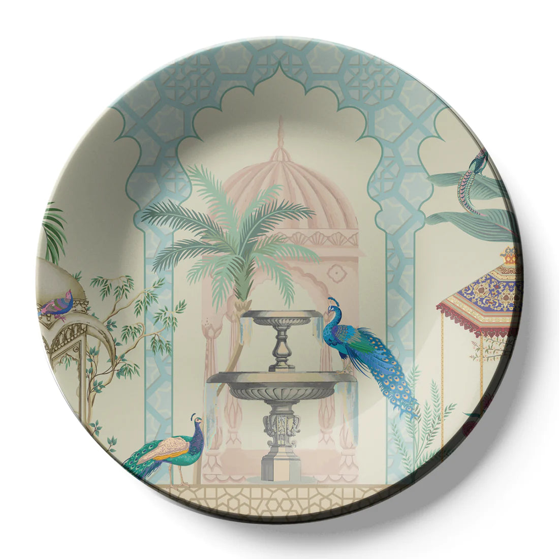 Peacock Couple Ceramic Wall Plate Home Décor