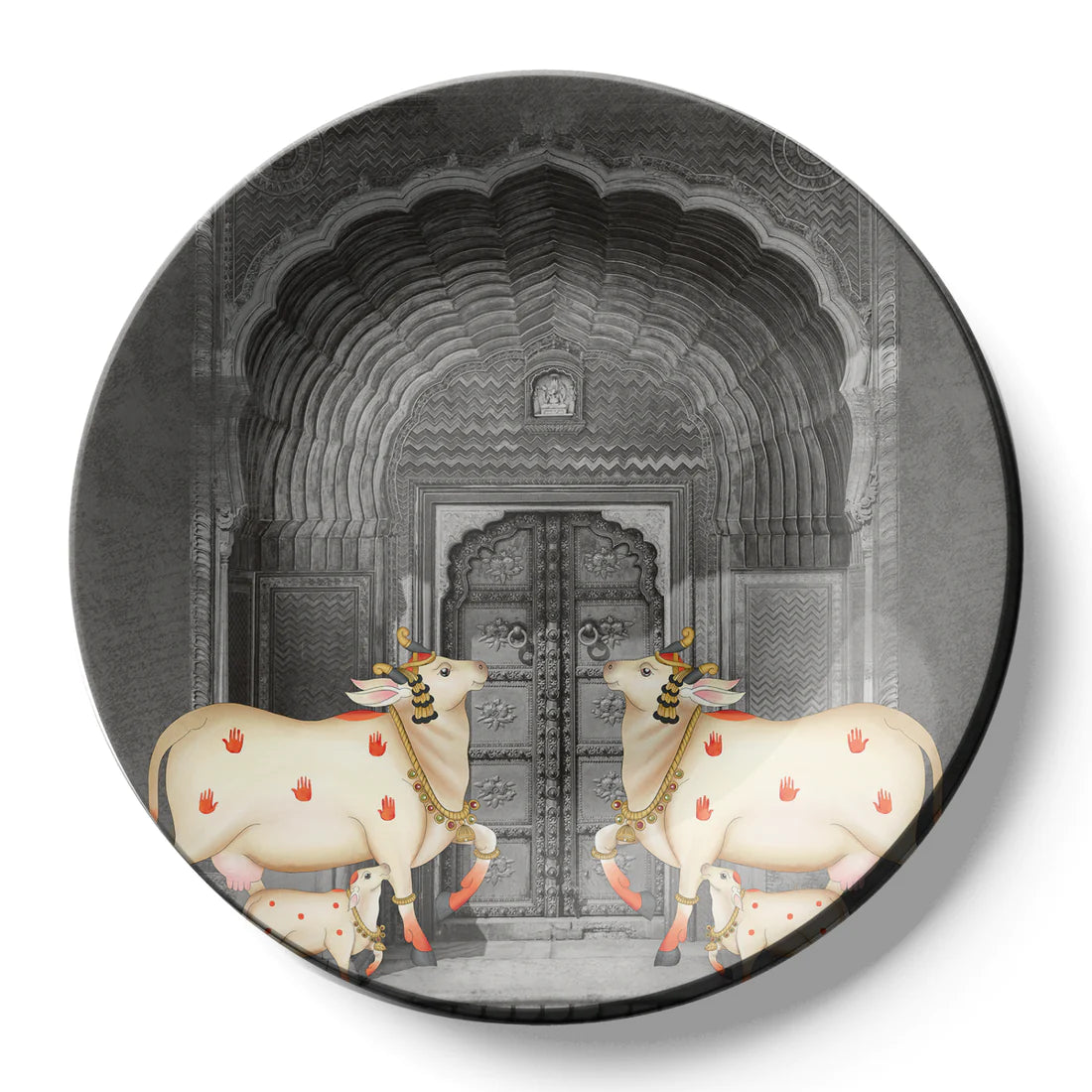 Cow and Calf Pichwai Ceramic Wall Plate Home Décor