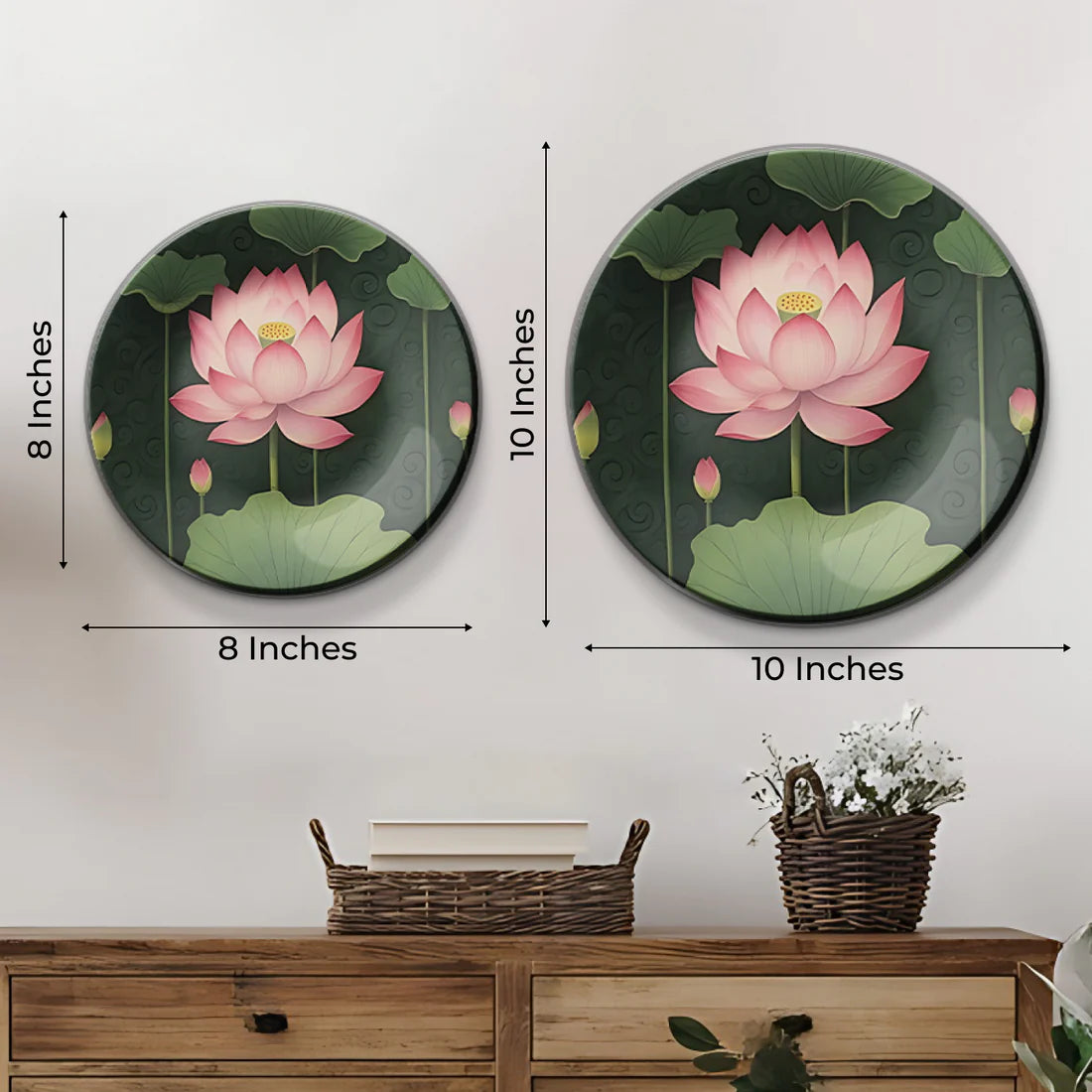 Pink Lotus Ceramic Wall Plate Home Décor