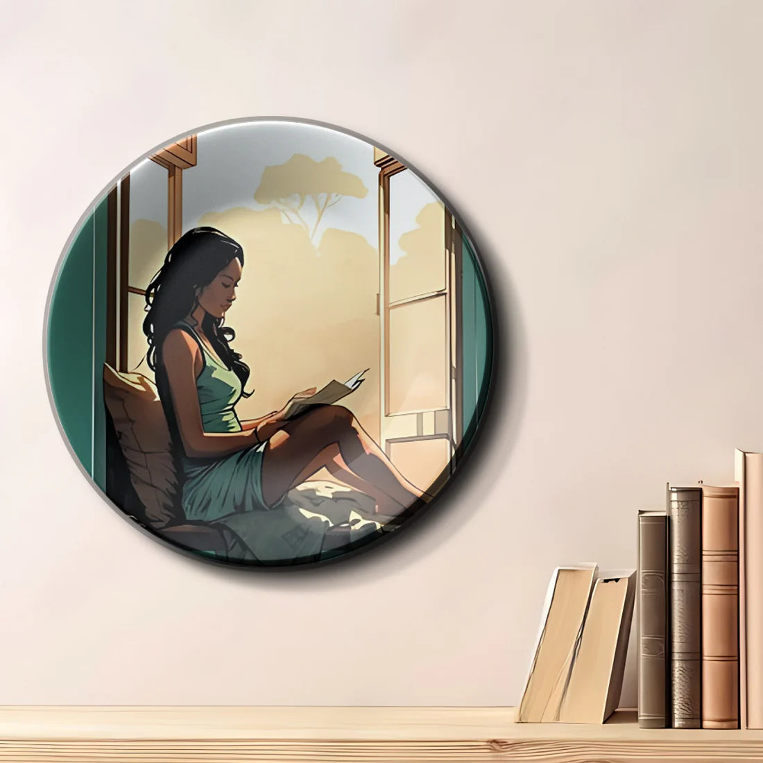 Women Reading Near Window Story Wall Plate Home Décor