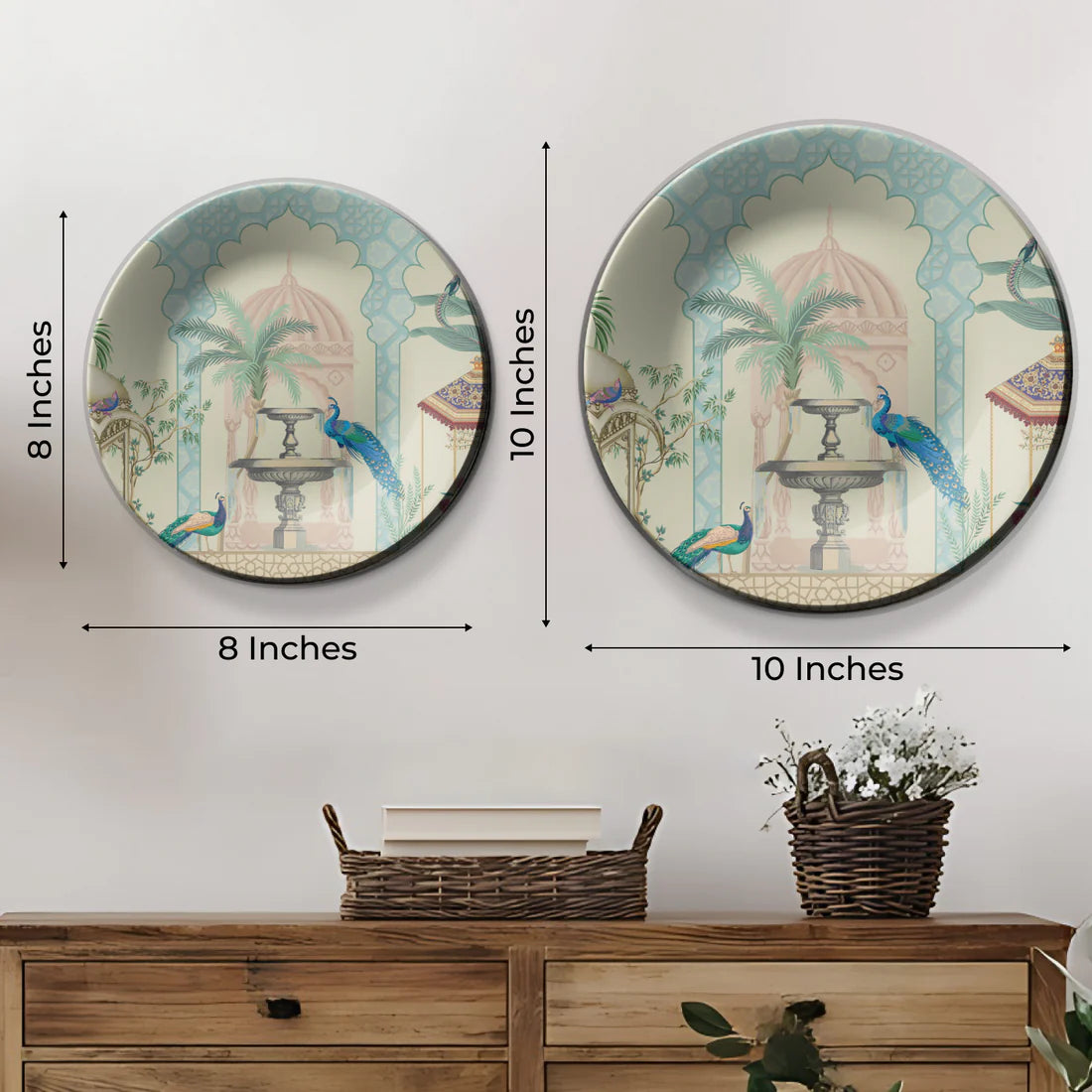 Peacock Couple Ceramic Wall Plate Home Décor
