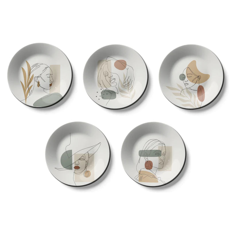 Set of 5 Boho Women Wall Plates Art Wall Décor