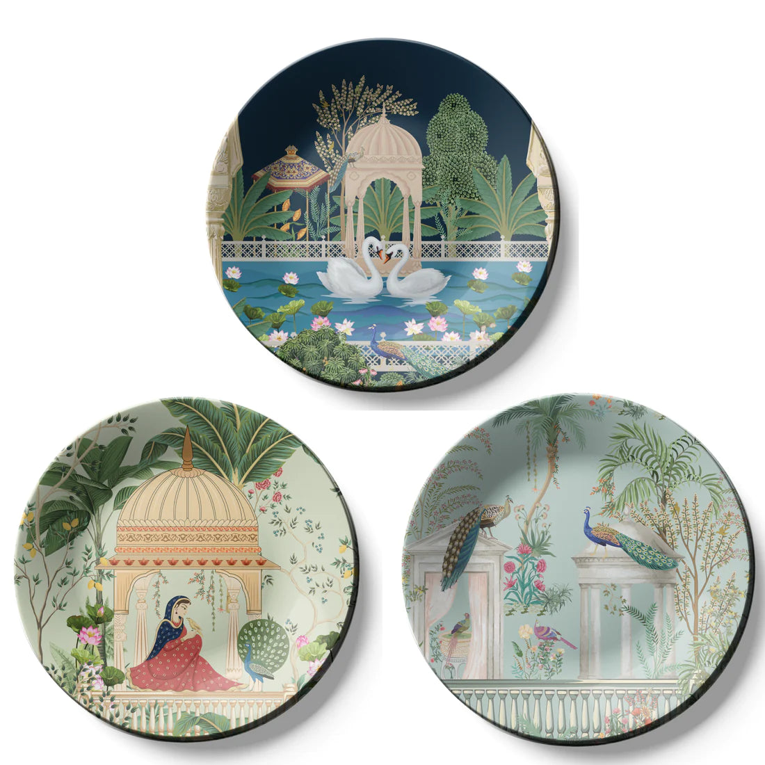 Set of 3 Royal Garden Wall Plates Décor