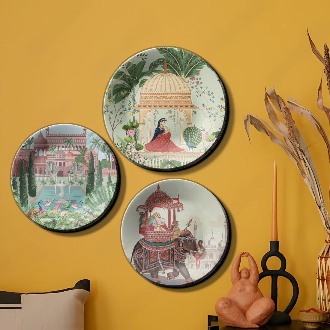 Set of 3 Indian Kingdom Wall Plates Décor