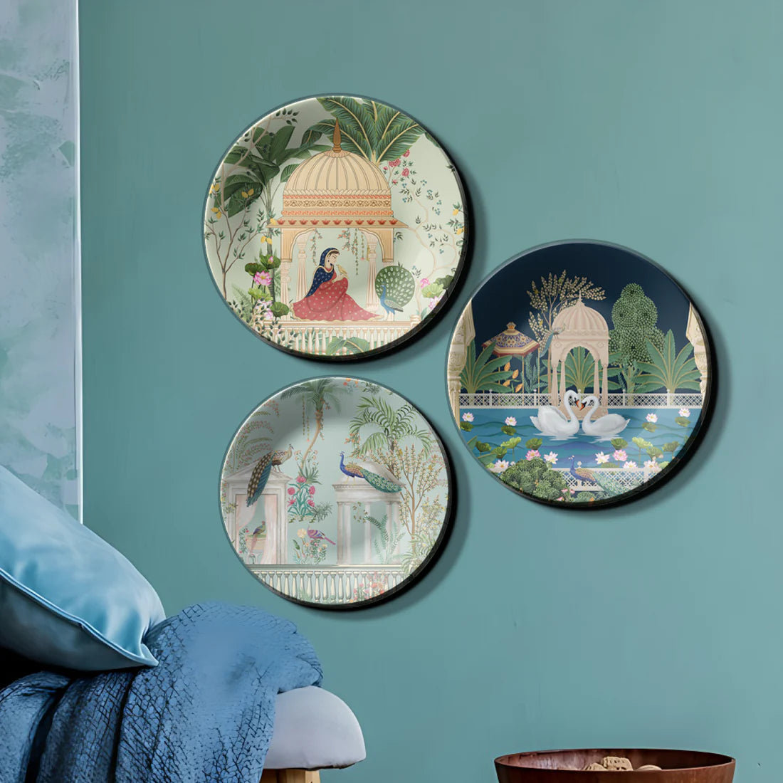Set of 3 Royal Garden Wall Plates Décor