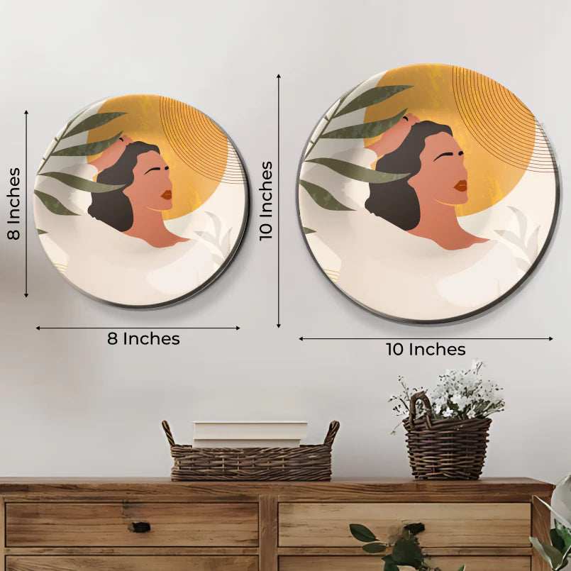 Boho Woman Ceramic Wall Plate Home Décor
