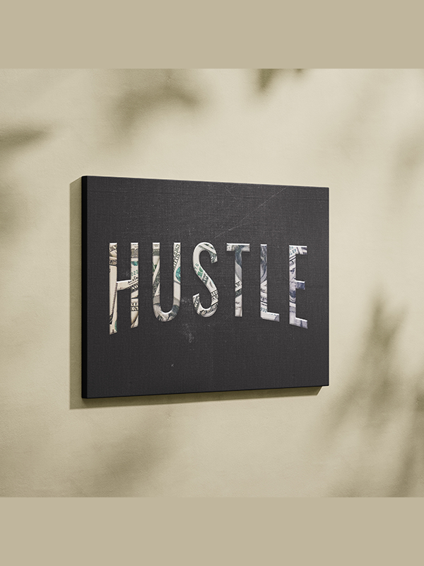 Hustle – Motivational Typography Wall Art for Office & Living Room