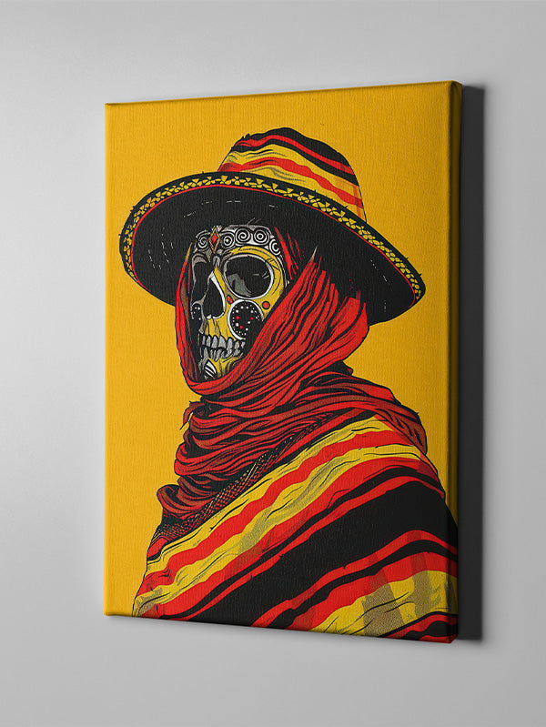 Skeleton with “Death” Hat Wall Art – Dark Gothic & Edgy Canvas for Living Room & Bedroom