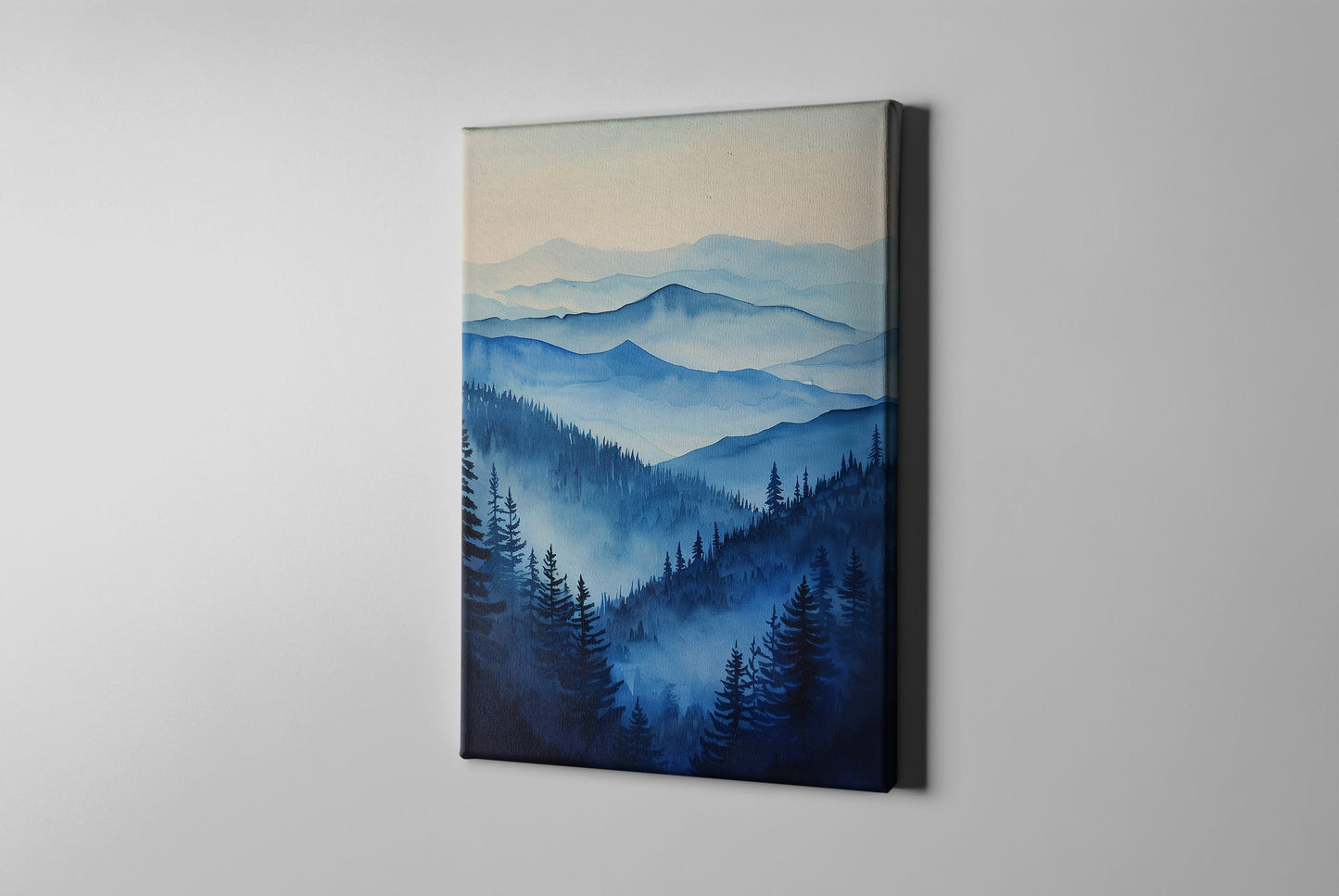 Blue Mountains Misty Layers Canvas Art – Serene Landscape Wall Decor for Living Room & Bedroom