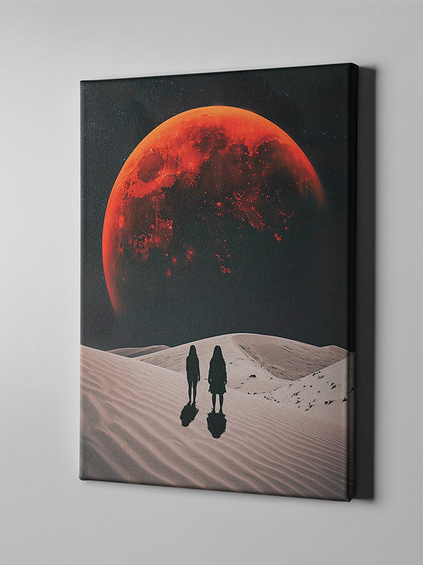 Desert Night on Space β Surreal Cosmic Desert Landscape Canvas Wall Art