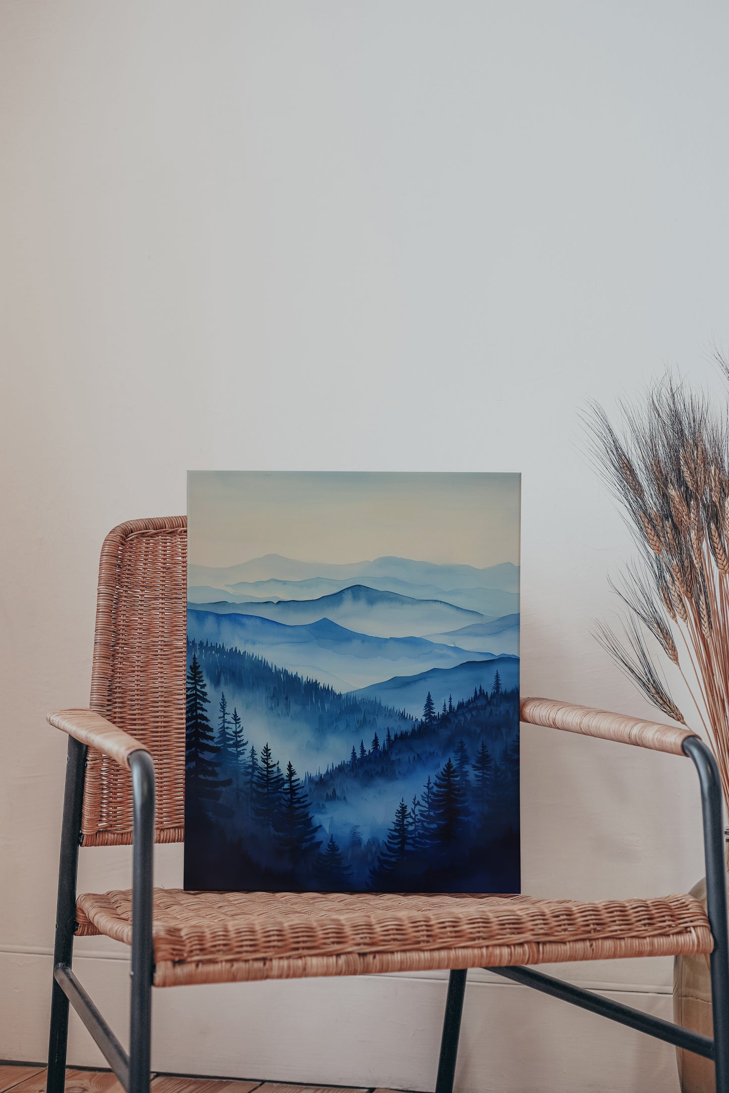 Blue Mountains Misty Layers Canvas Art – Serene Landscape Wall Decor for Living Room & Bedroom