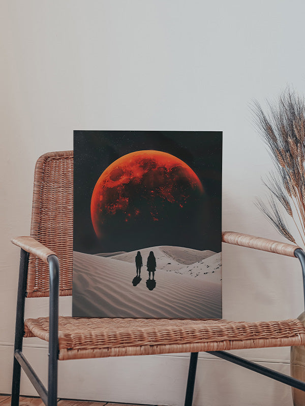 Desert Night on Space β Surreal Cosmic Desert Landscape Canvas Wall Art