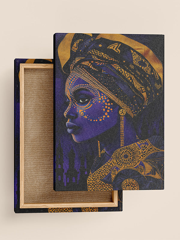 African Women Art Blue – Stunning Blue-Toned Cultural Portrait Canvas for Living Room & Bedroom
