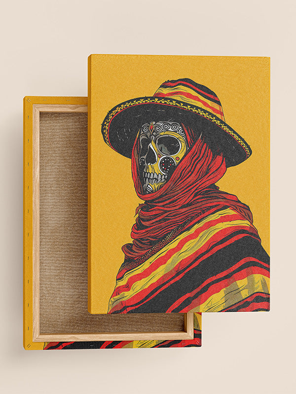 Skeleton with “Death” Hat Wall Art – Dark Gothic & Edgy Canvas for Living Room & Bedroom