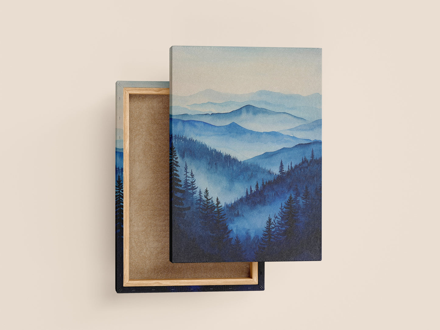 Blue Mountains Misty Layers Canvas Art – Serene Landscape Wall Decor for Living Room & Bedroom