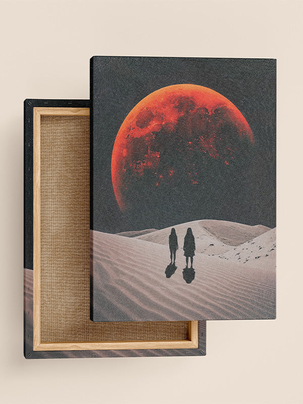 Desert Night on Space β Surreal Cosmic Desert Landscape Canvas Wall Art