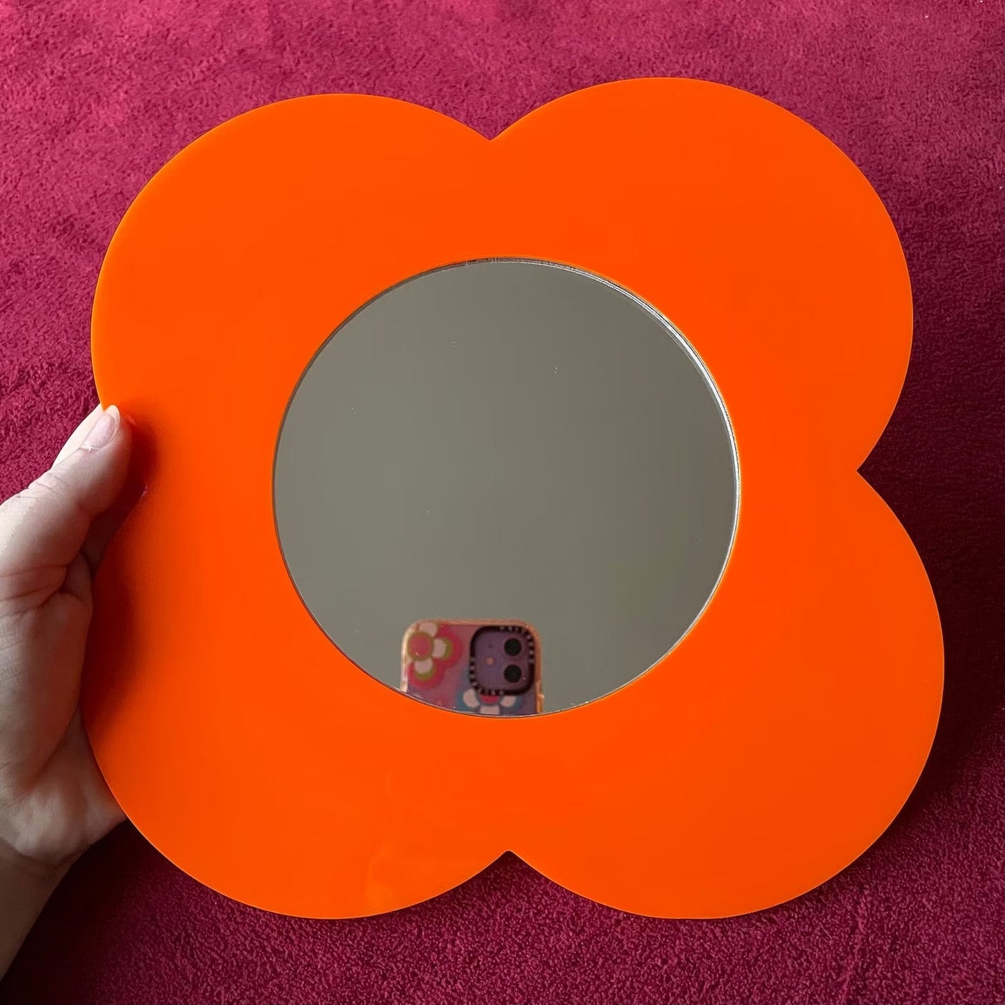 60s 70s Retro Flower Acrylic Mirror Flower Wood Wall Decor