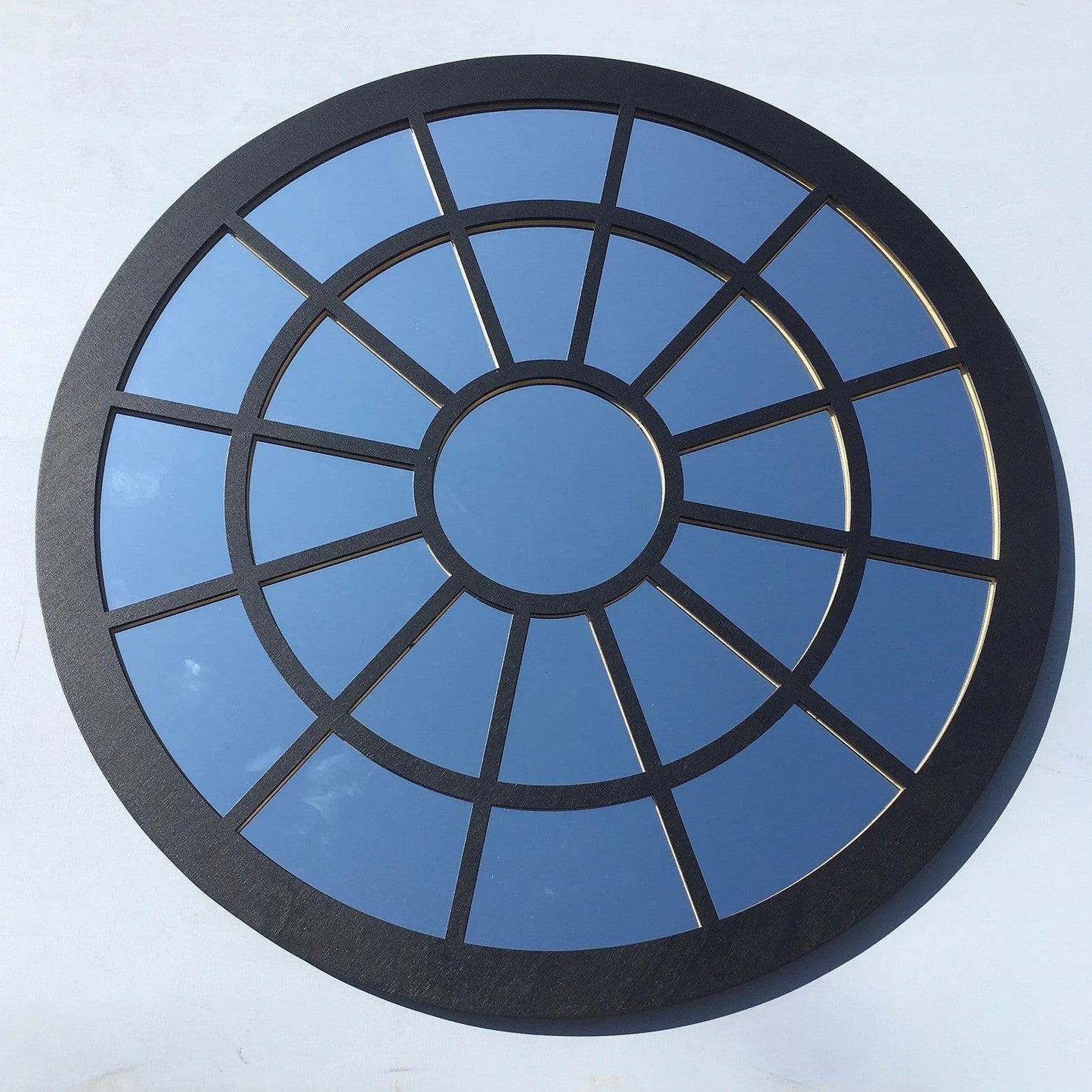 Reflective Elegance Framed Round Wood Wall Decor