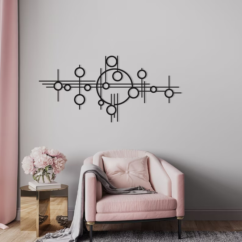 Abstract Geometric Lines Decorative Wood Wall Decor