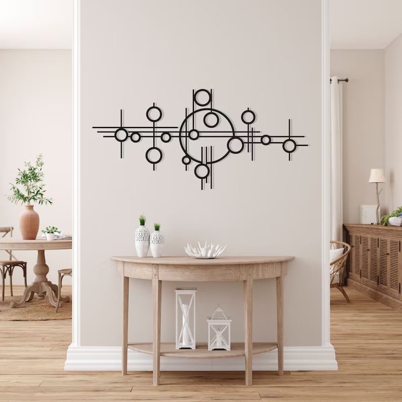 Abstract Geometric Lines Decorative Wood Wall Decor