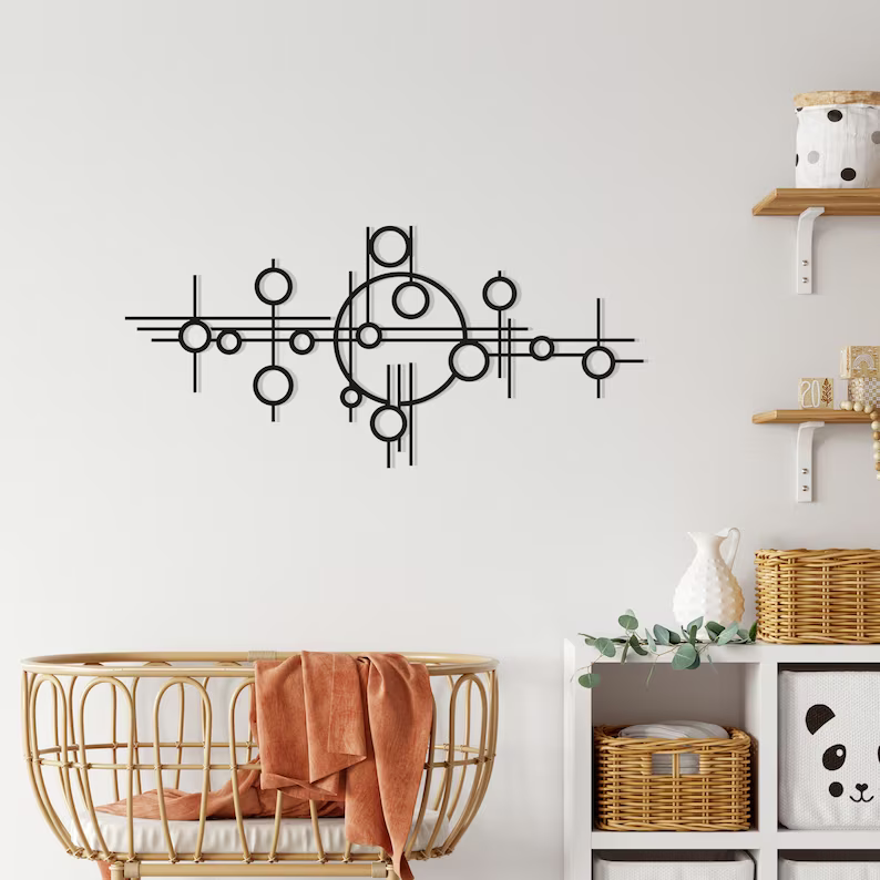 Abstract Geometric Lines Decorative Wood Wall Decor