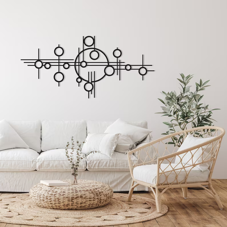 Abstract Geometric Lines Decorative Wood Wall Decor