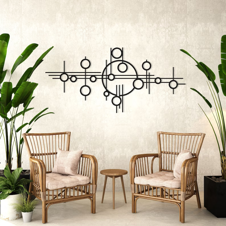 Abstract Geometric Lines Decorative Wood Wall Decor