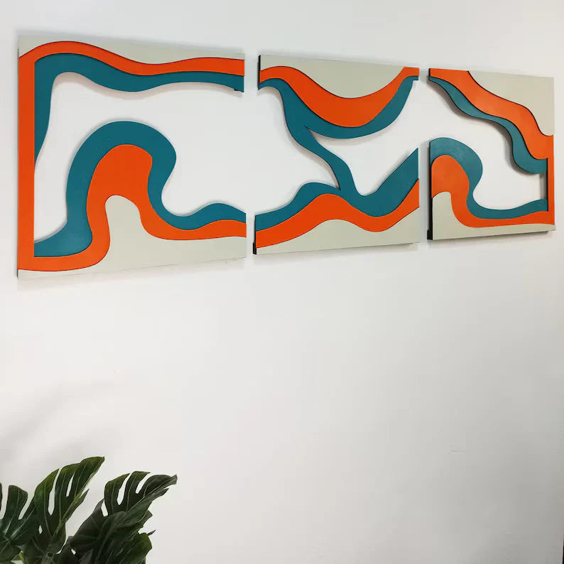 Contemporary Geometric 3-Piece Modern Wood Wall Decor