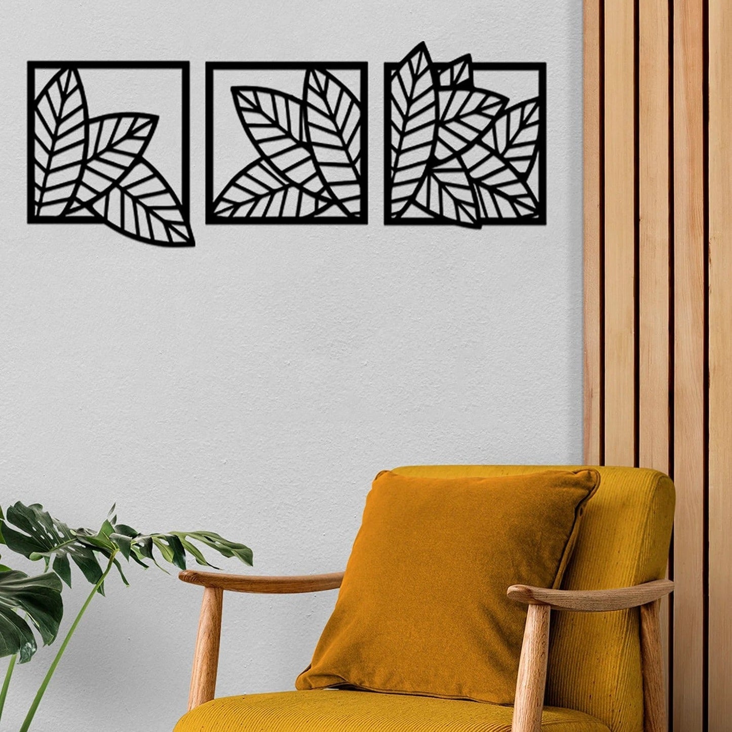 Foliage Harmony Leaf - 3 Panel Set Wood Wall Decor