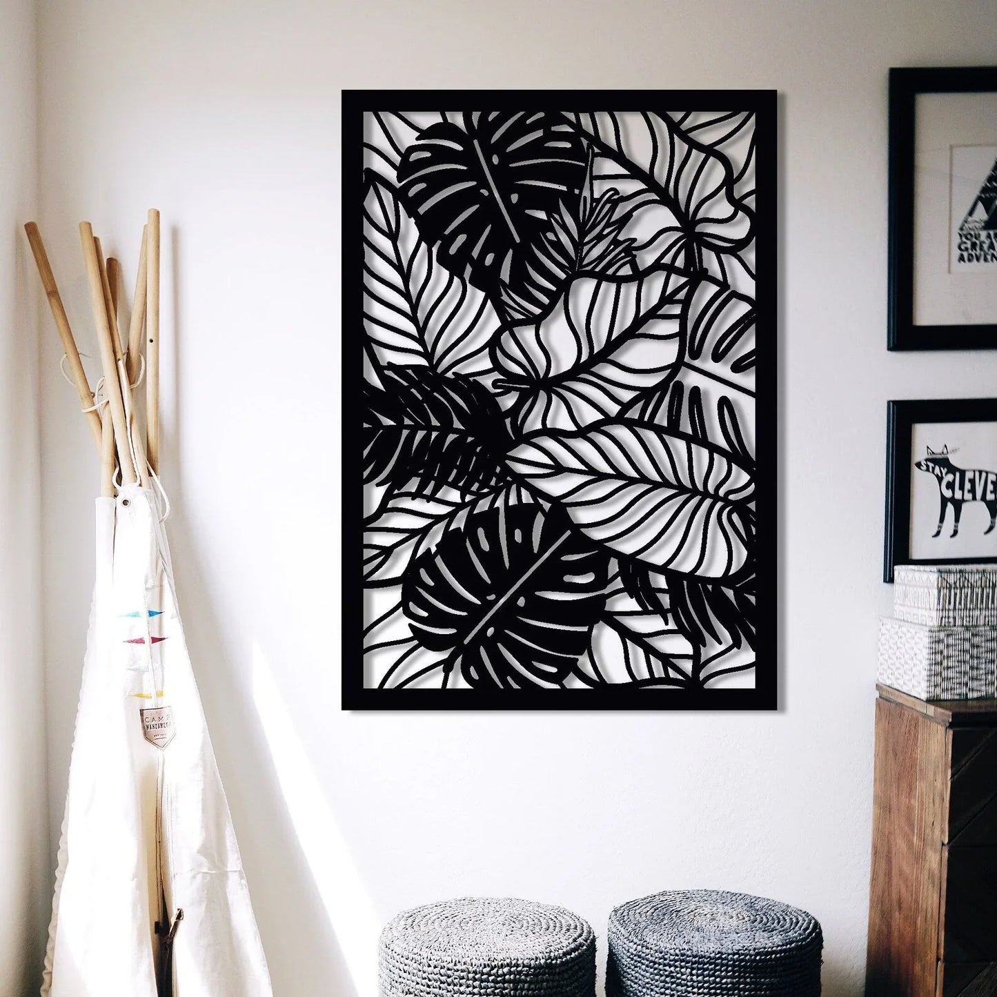 Leafy Elegance Rectangle Decorative Panel Wood Wall Decor