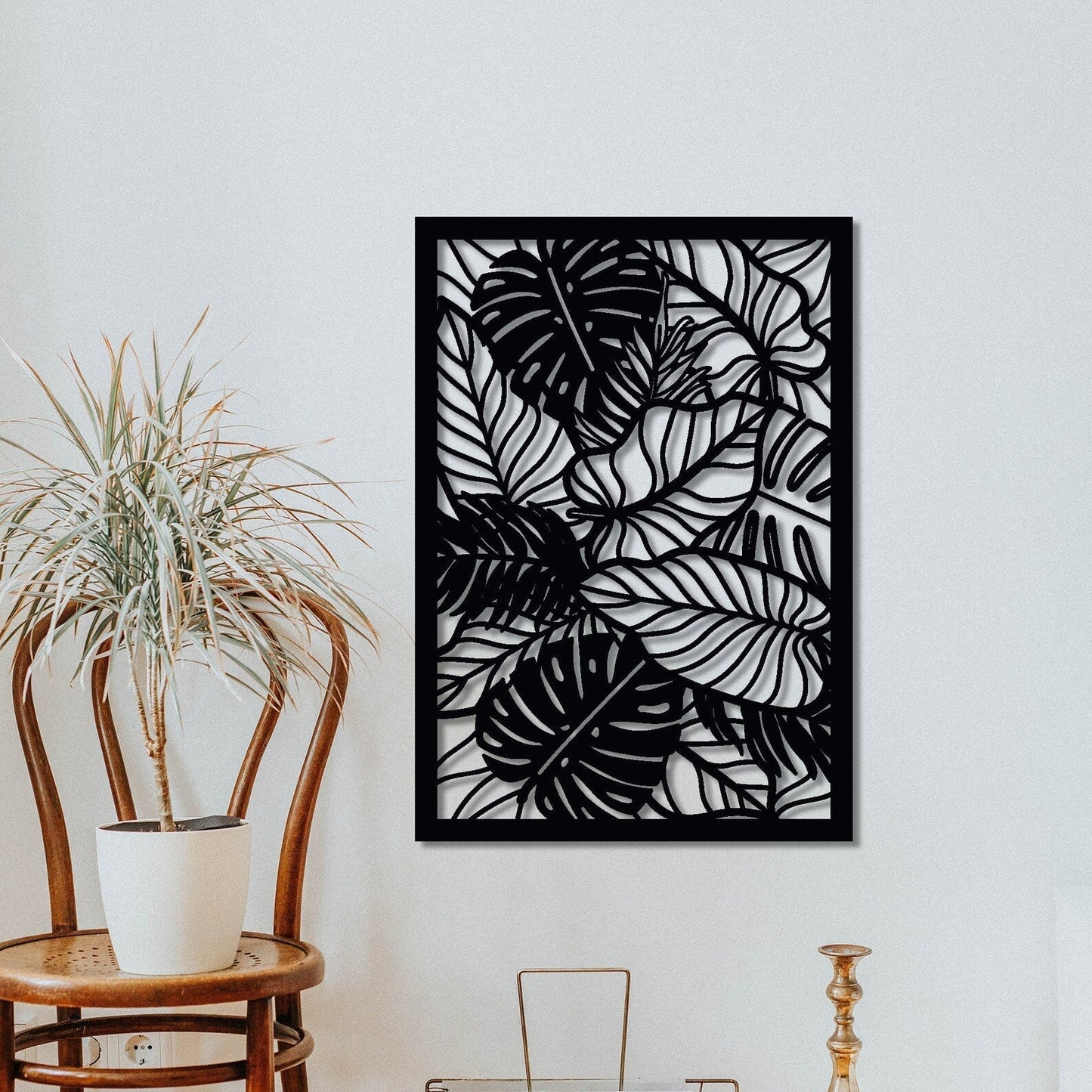 Leafy Elegance Rectangle Decorative Panel Wood Wall Decor