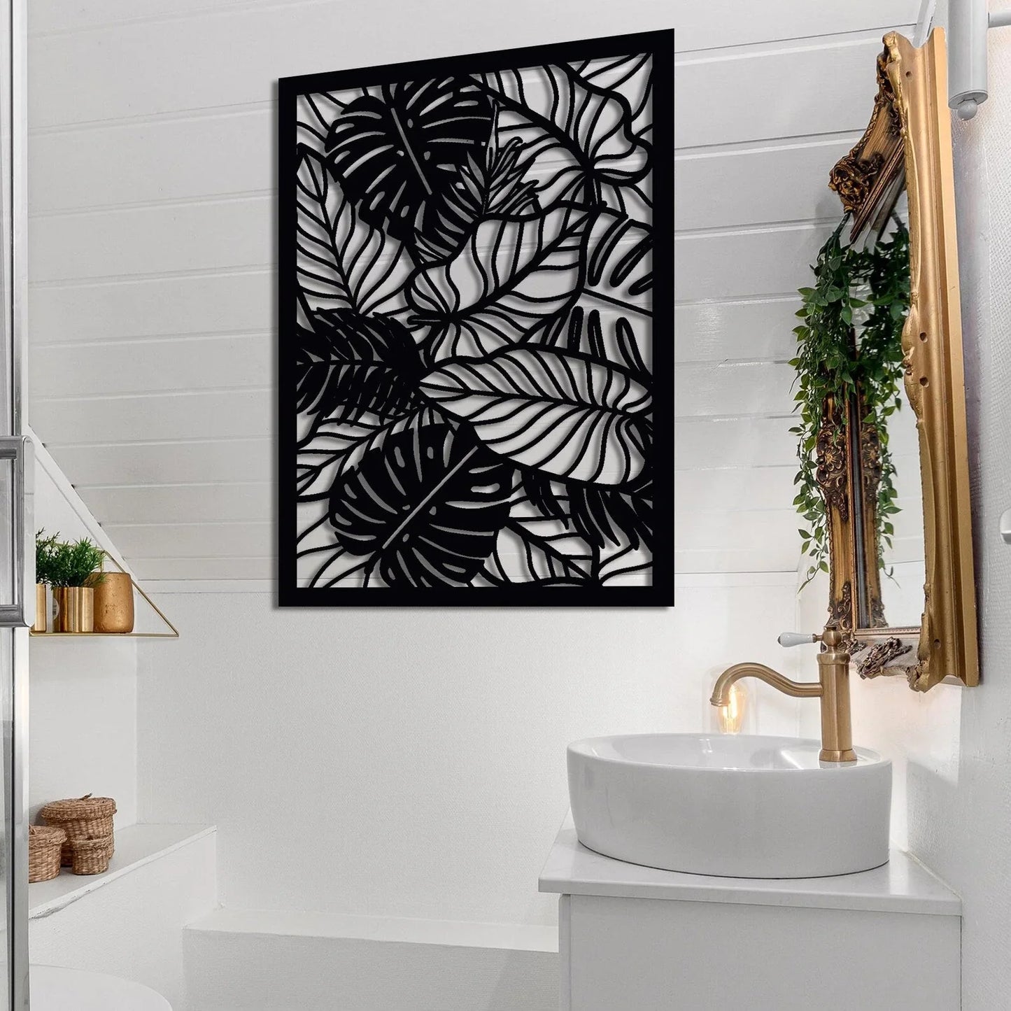 Leafy Elegance Rectangle Decorative Panel Wood Wall Decor