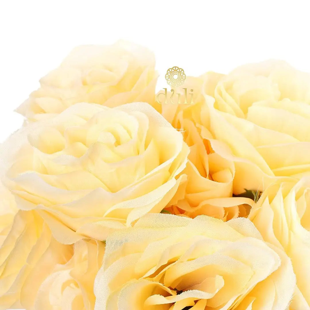 Artificial 12 Peach Rose Flower Bunch for Home, Garden, Table Decoration