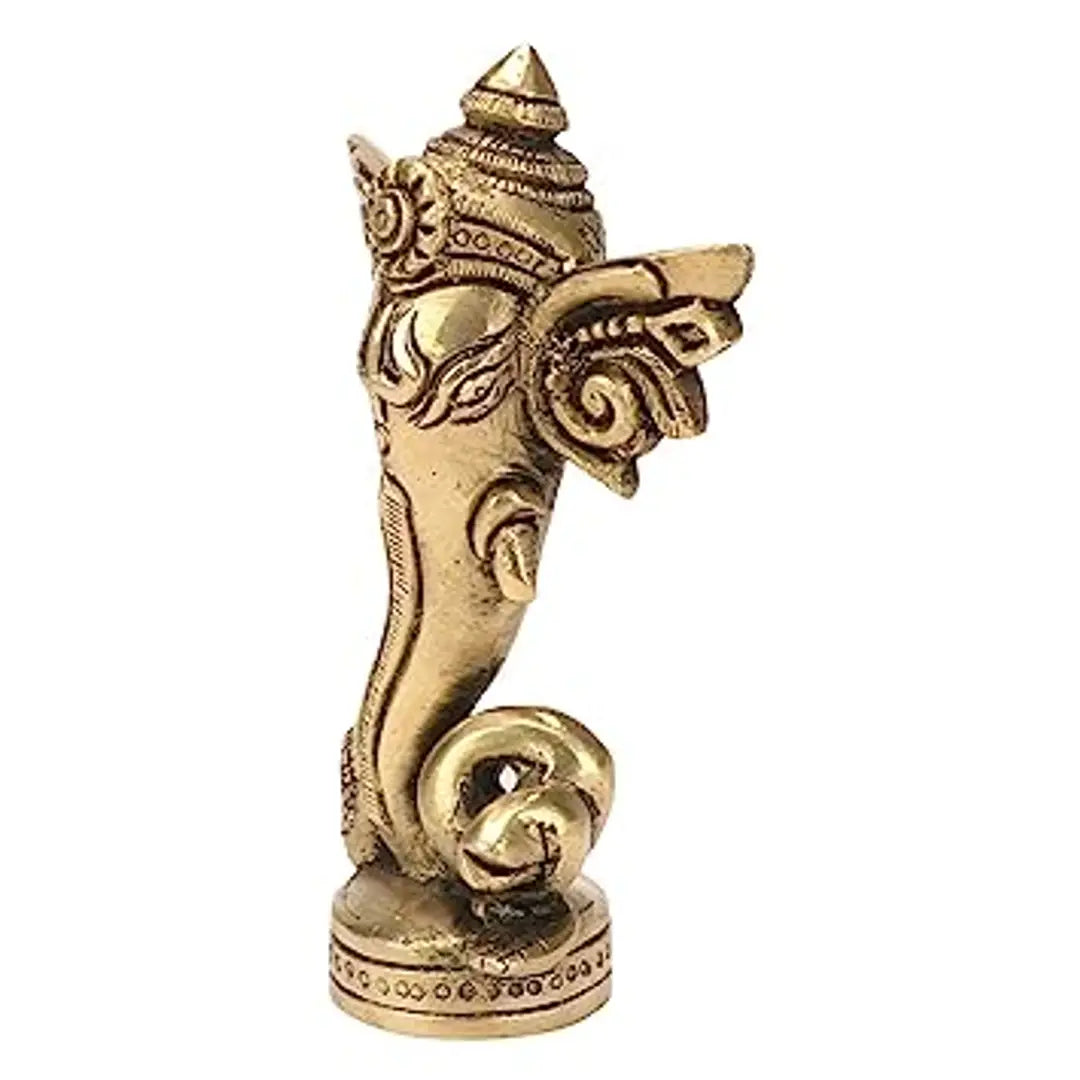 Brass Ganesha for Table Decorative Showpiece - 11.4 cm (Brass, Gold)
