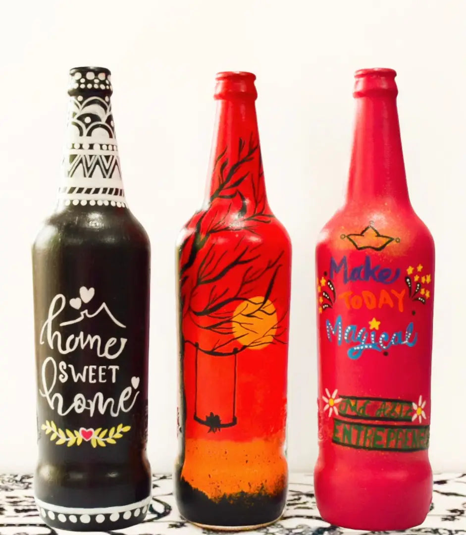 Hand Painted Bottle Vases from Home Decor