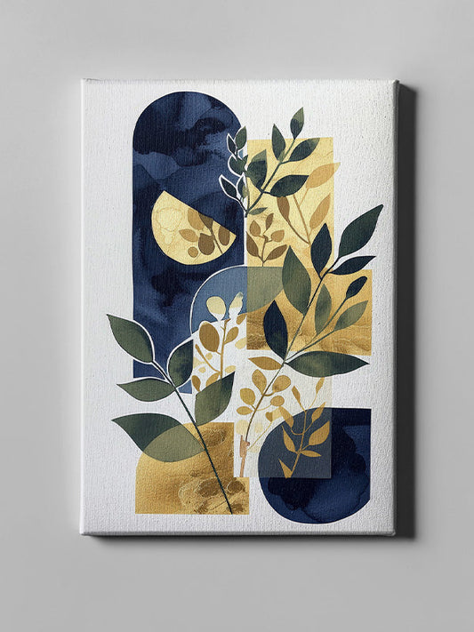 Modern Abstract Leaf & Circle Canvas Wall Art – Geometric Nature-Inspired Decor